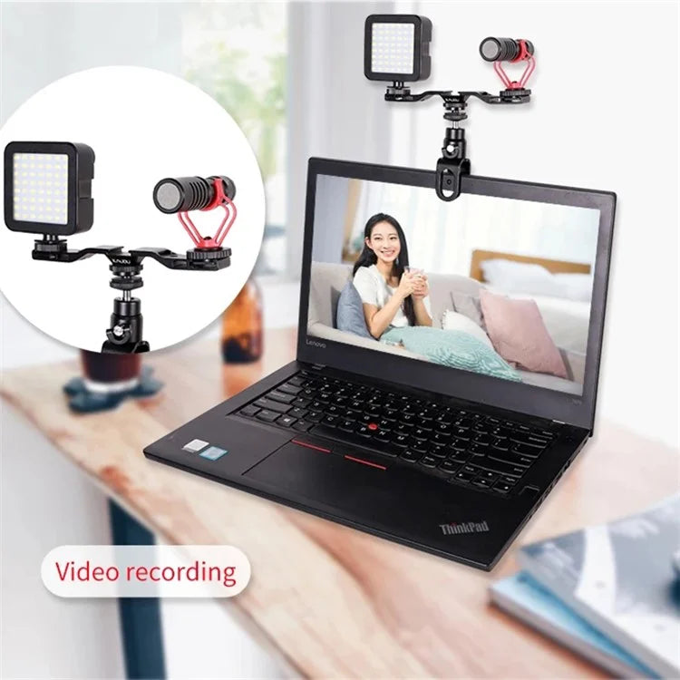 C038 1 / 4" Screw Aluminum Alloy Laptop Monitor Clip Fill Light Holder for Live Broadcast Conference