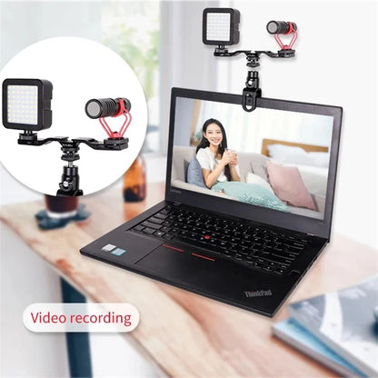 C038 1 / 4" Screw Aluminum Alloy Laptop Monitor Clip Fill Light Holder for Live Broadcast Conference