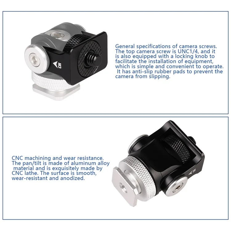C037 360-Degree Rotating Gimbal for SLR Camera Quick Release Mount Adapter with Hot Shoe, 1 / 4 Screw Hole