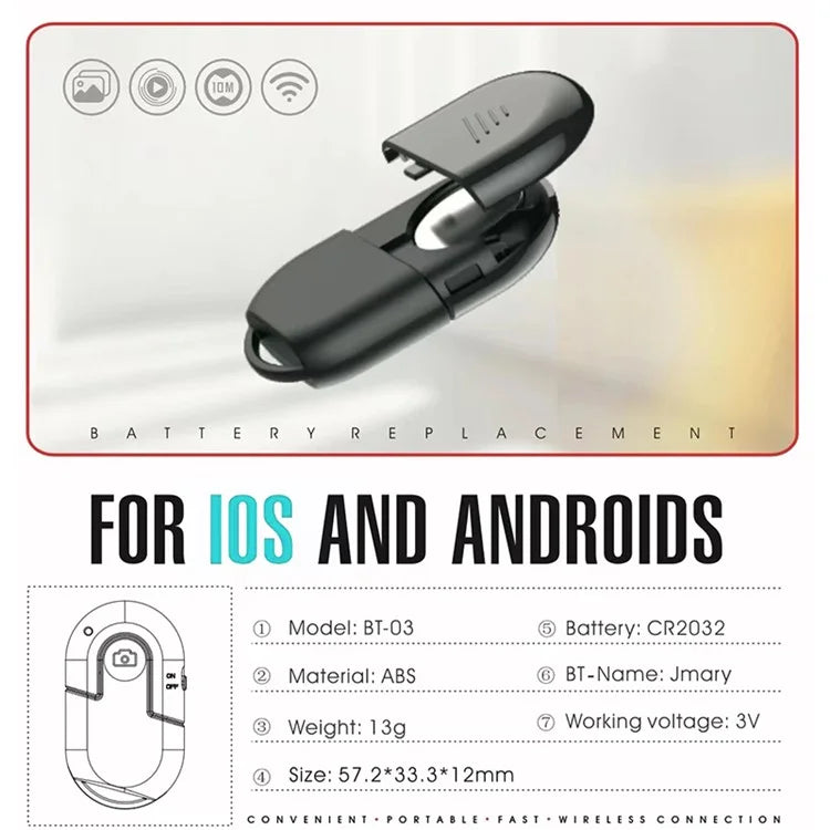 JMARY BT-03 Portable Wireless Bluetooth Selfie Remote Control for iOS / Android