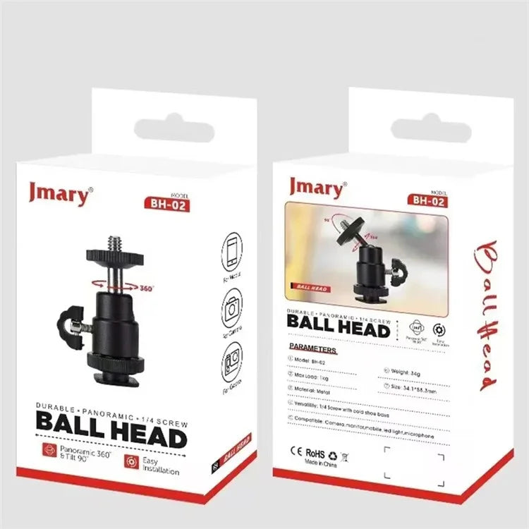 JMARY BH-02 360-Degree Rotating Tripod Adapter with 1 / 4 Screw for LED Lights, Monitors, Mic, Camera