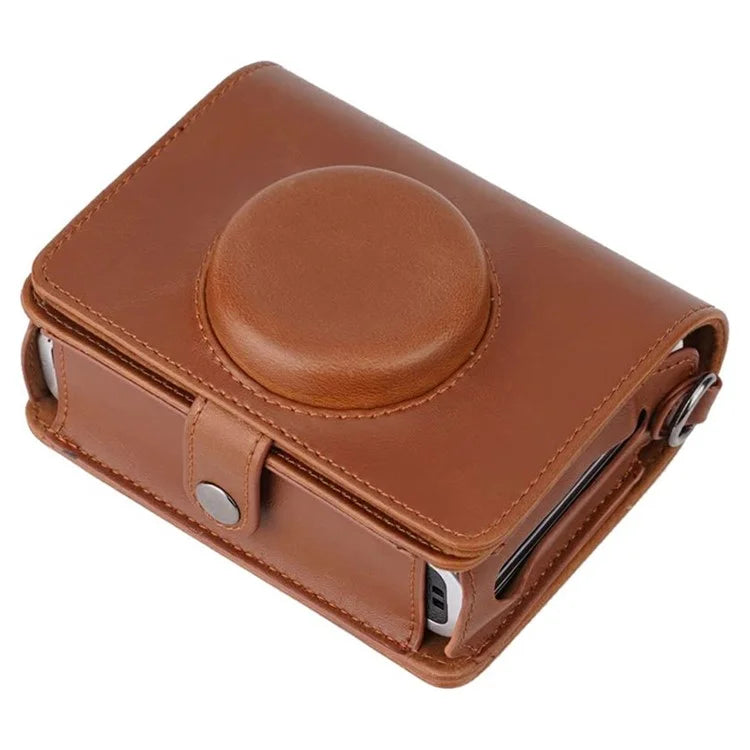 For Instax mini Evo PU Leather Retro Camera Bag Anti-drop Protective Cover with Shoulder Strap
