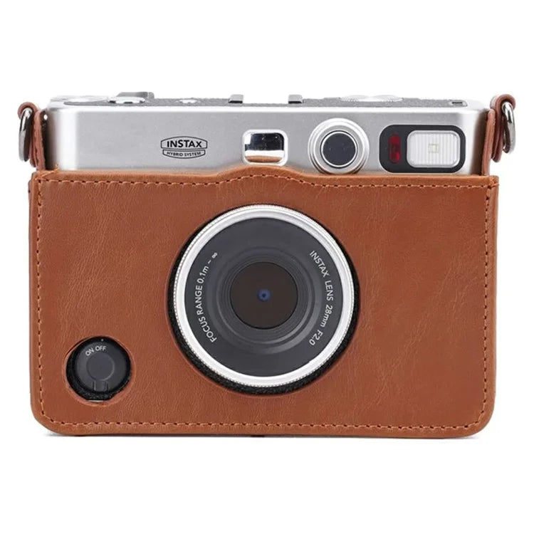 For Instax mini Evo PU Leather Retro Camera Bag Anti-drop Protective Cover with Shoulder Strap