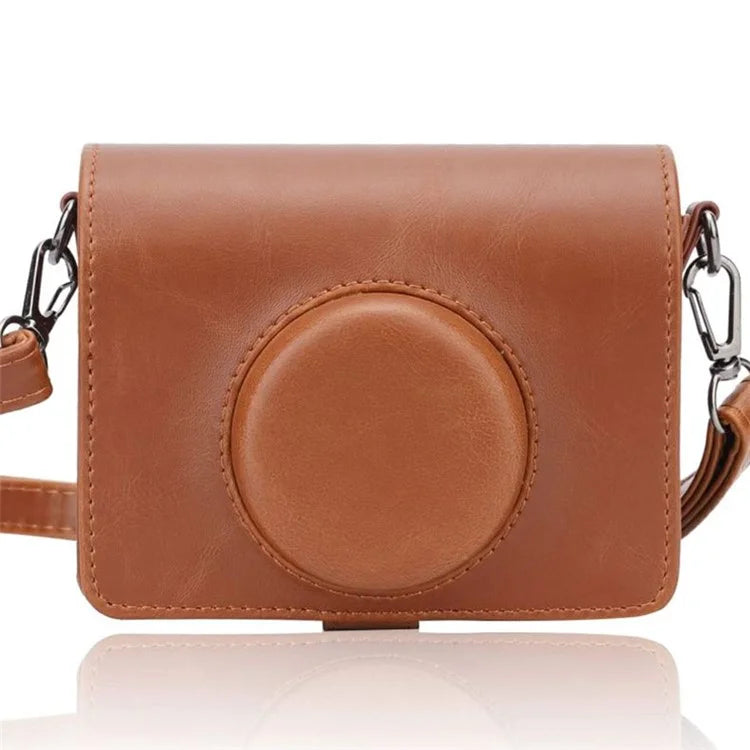 For Instax mini Evo PU Leather Retro Camera Bag Anti-drop Protective Cover with Shoulder Strap