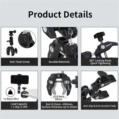 JMARY SR-56 For GoPro Action Camera Phone Holder Aluminum Camera Mount Clamp