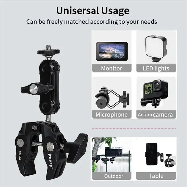 JMARY SR-56 For GoPro Action Camera Phone Holder Aluminum Camera Mount Clamp