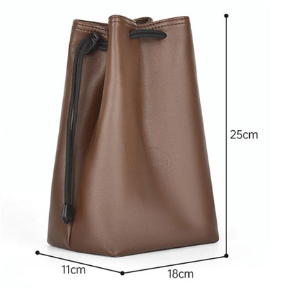 CWATCUN H60 Anti-scratch Camera Lens Bag PU Leather Drawstring Pouch, Size L