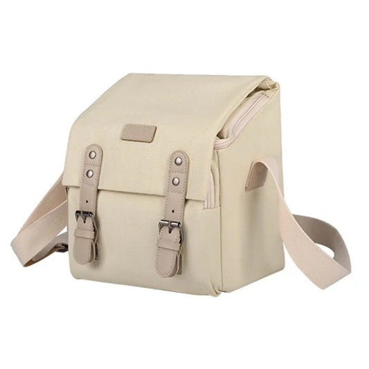 CWATCUN N1 Size M Portable Canvas Camera Storage Crossbody Bag for 1 Camera + 2 Lens