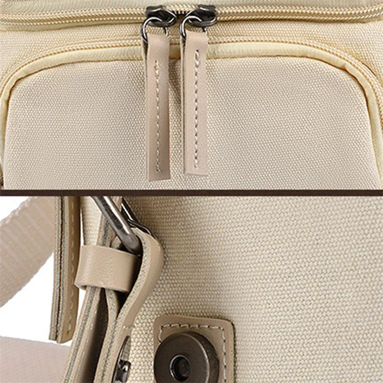 CWATCUN N1 Size M Portable Canvas Camera Storage Crossbody Bag for 1 Camera + 2 Lens