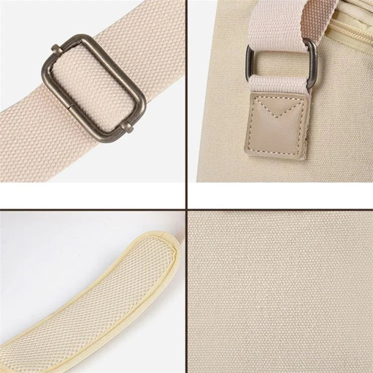 CWATCUN N1 Size M Portable Canvas Camera Storage Crossbody Bag for 1 Camera + 2 Lens