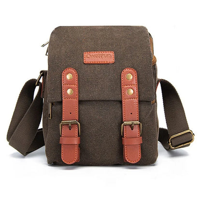 CWATCUN N1 Size M Portable Canvas Camera Storage Crossbody Bag for 1 Camera + 2 Lens