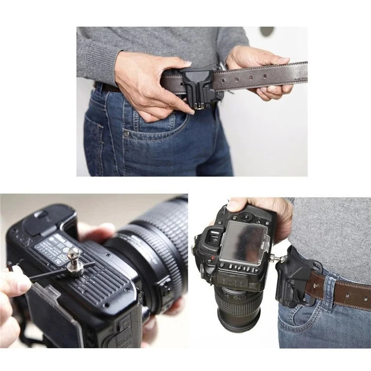A649 Closed ABS+Metal Camera Belt Clip Waist Belt Holster Holder 1 / 4 Inch Screw Mount Quick Release Hanger