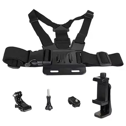 XD-27 Action Camera Mount Adjustable Chest Belt Nylon Strap with Phone Clip