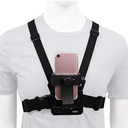 XD-27 Action Camera Mount Adjustable Chest Belt Nylon Strap with Phone Clip