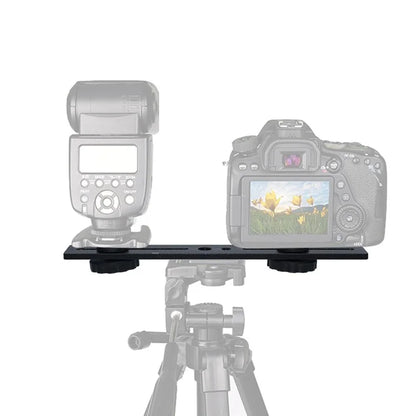 L084 1 / 4 Inch Dual Camera Mount Bracket Aluminum Alloy Extension Bar Bracket for DSLR LED Flash Light