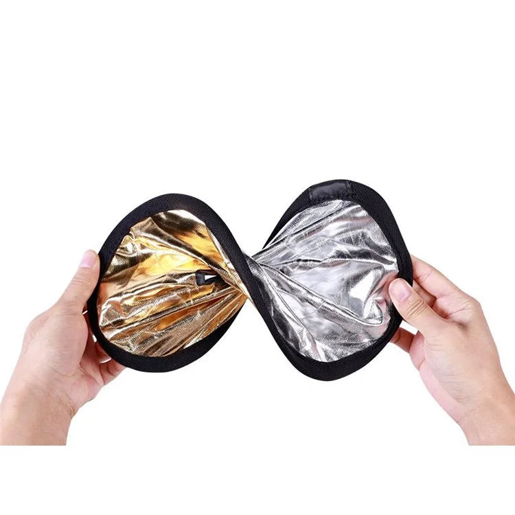 K064 2-in-1 Silver / Gold Photography Reflector Foldable Diffuser 30cm Round Hollow Center Light Reflector