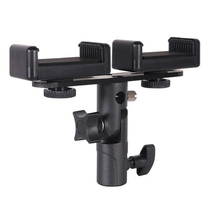 Z011 Dual Head Mobile Phone Clip 360-Degree Rotation Live Streaming Cellphone Mount Clamp