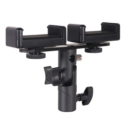 Z011 Dual Head Mobile Phone Clip 360-Degree Rotation Live Streaming Cellphone Mount Clamp