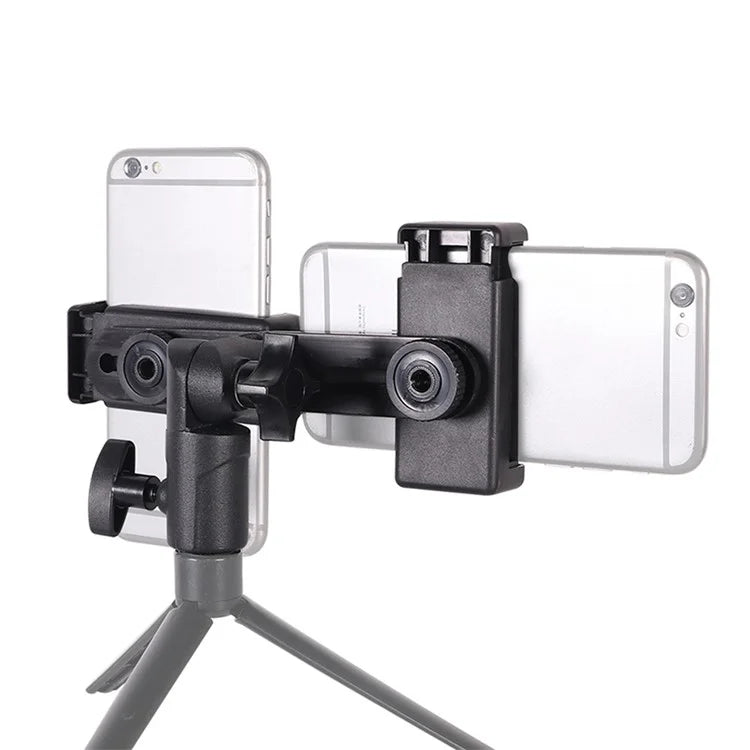 Z011 Dual Head Mobile Phone Clip 360-Degree Rotation Live Streaming Cellphone Mount Clamp