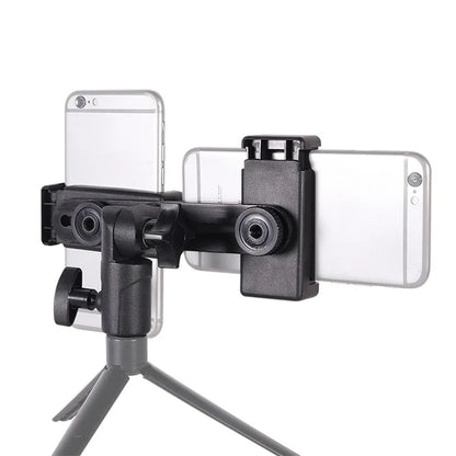 Z011 Dual Head Mobile Phone Clip 360-Degree Rotation Live Streaming Cellphone Mount Clamp