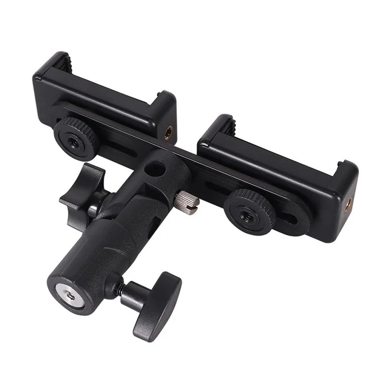 Z011 Dual Head Mobile Phone Clip 360-Degree Rotation Live Streaming Cellphone Mount Clamp