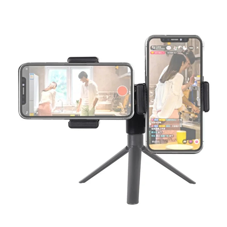 Z011 Dual Head Mobile Phone Clip 360-Degree Rotation Live Streaming Cellphone Mount Clamp