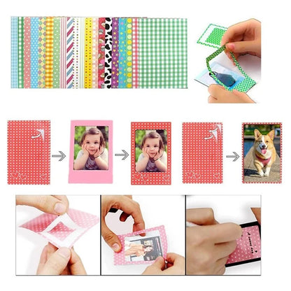 Colorful Bundle Kit Accessories Set for Fuji Instax Mini 12 11 9 8 Film Stickers+Desk Frames+Hanging Frame+Strap