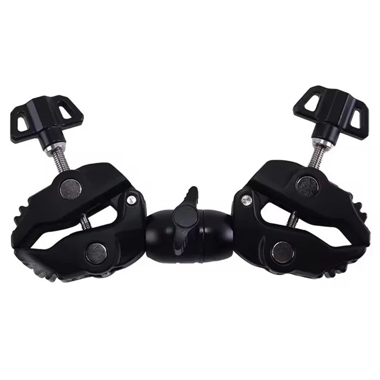 Z074 Double Camera Clamp Crab Plier Clip Bracket Mount Monitor Magic Arm Double Ball Head Adapter