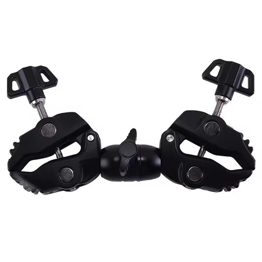 Z074 Double Camera Clamp Crab Plier Clip Bracket Mount Monitor Magic Arm Double Ball Head Adapter