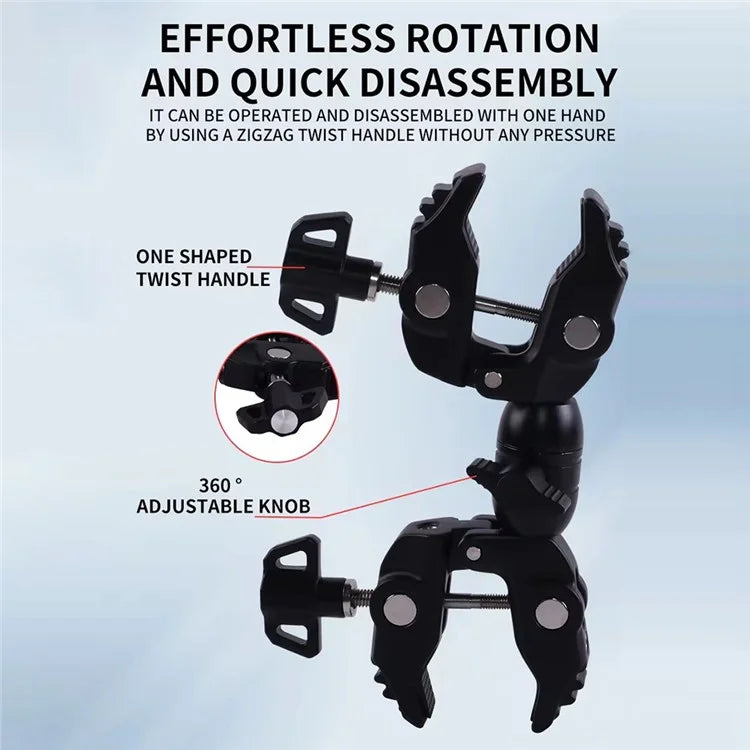 Z074 Double Camera Clamp Crab Plier Clip Bracket Mount Monitor Magic Arm Double Ball Head Adapter