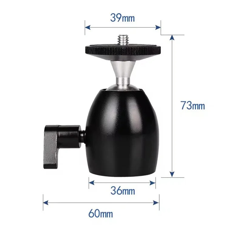 Q39 Camera Tripod Mini Ball Head with 1 / 4" Screw Interface Aluminum Alloy Camera Gimbal Adapter
