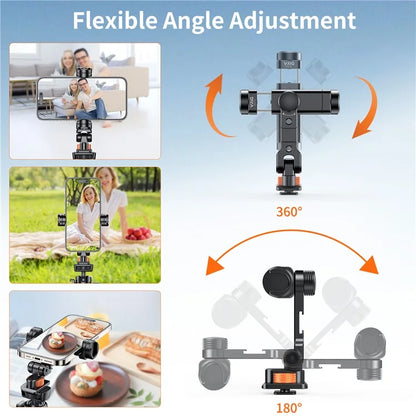 VRIG PH16 Metal Phone Clamp Tripod Mount Adapter Smartphone Clip Holder Bracket with Cold Shoe
