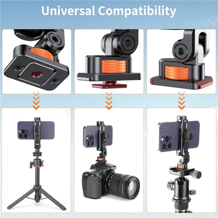 VRIG PH16 Metal Phone Clamp Tripod Mount Adapter Smartphone Clip Holder Bracket with Cold Shoe