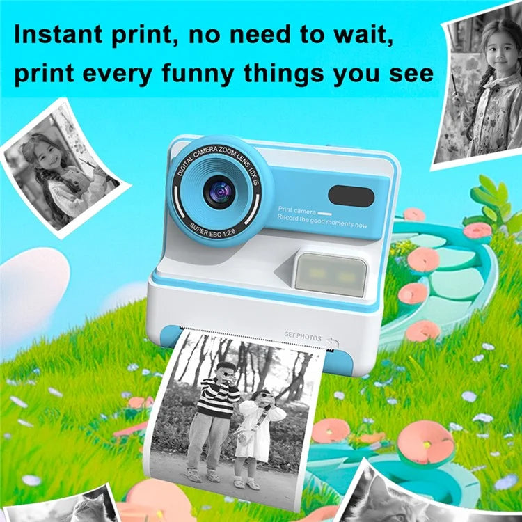 D101 2.4-inch HD Screen Dual Lens Kids Instant Camera Photo Thermal Printer with 32G Memory Card + Card Reader