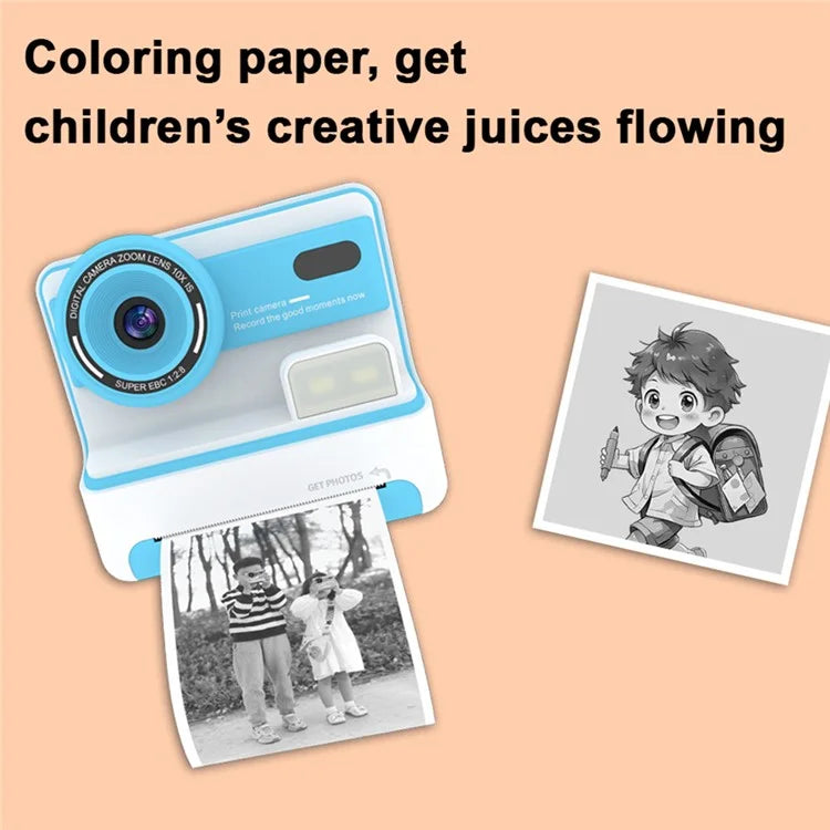 D101 2.4-inch HD Screen Dual Lens Kids Instant Camera Photo Thermal Printer with 32G Memory Card + Card Reader