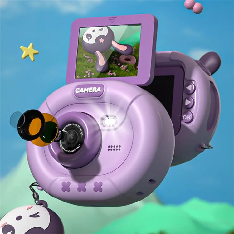 K62 2.4" Flip-Up HD Screen Children Camera Photo / Video Portable Mini Camera with 16G Memory Card, Tripod Stand, Lanyard