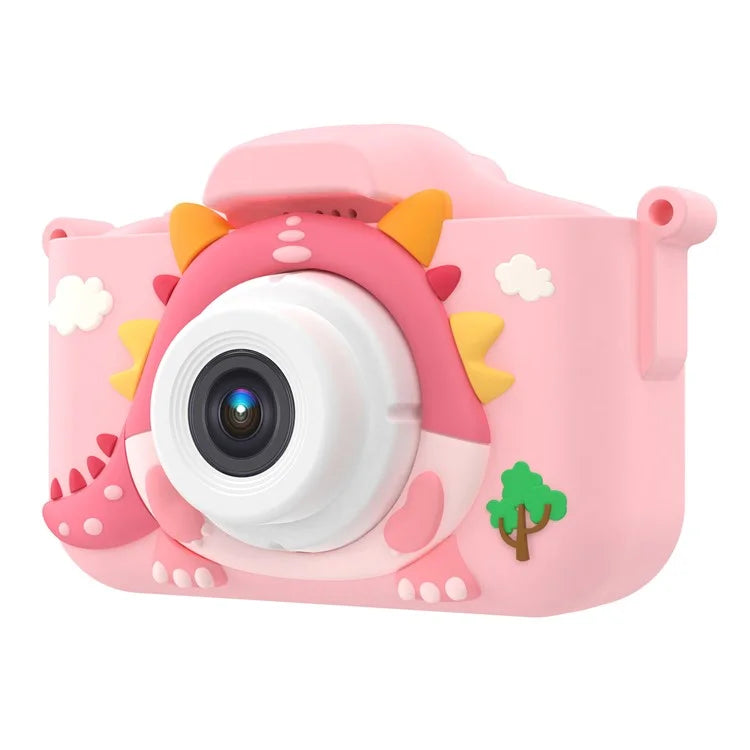 X12S Kid's Camera Toy Cartoon Dinosaur Children Photo Video Recorder with 32G TF Card+Card Reader (CE Certified) - Pink