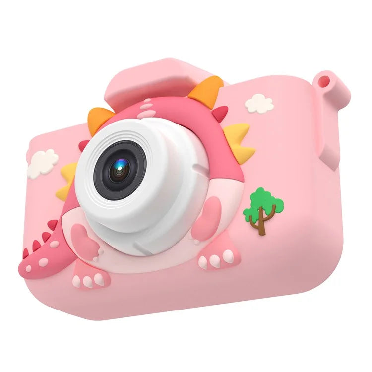 X12S Kid's Camera Toy Cartoon Dinosaur Children Photo Video Recorder with 32G TF Card+Card Reader (CE Certified) - Pink