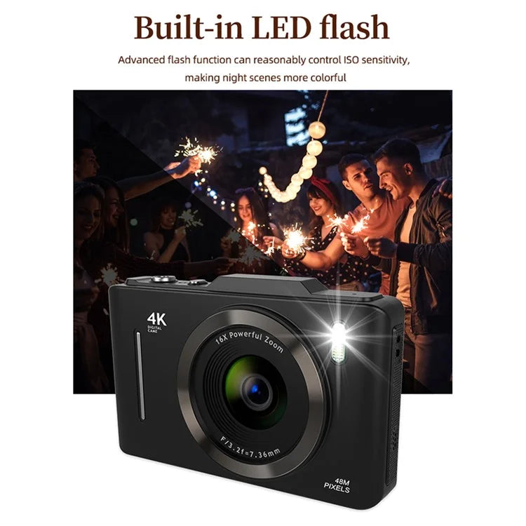 H16 2.8-inch IPS Screen Student Digital Camera 16x Zoom Anti-Shake Autofocus CCD Camera