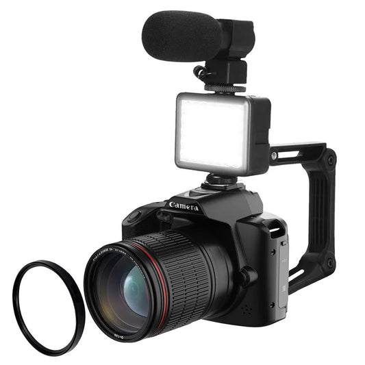 D5 HD WiFi Digital Camera with Light, Holder, Mic, Lens 4K Dual Lens Night Vision DV Camcorder