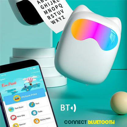 C37 Bluetooth Thermal Printer Wireless Inkless Printing Device (5 Printing Paper Rolls + 5 Pens)