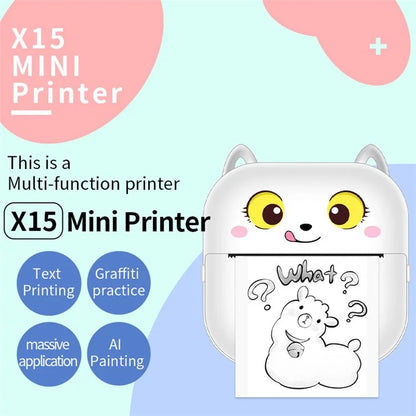X15A Mini Inkless Bluetooth Thermal Printer Printing Device (5 Printing Paper Rolls + 5 Pens)