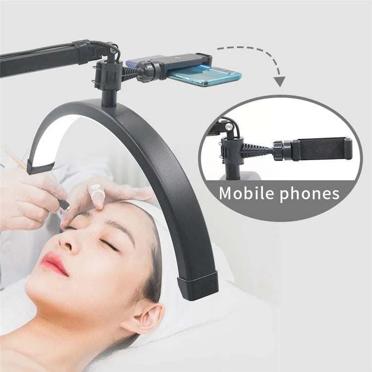 HD-M3X PRO Nail Desk 16-Inch Half Moon Light Eyelash Tech Lamp with Adjustable Brightness