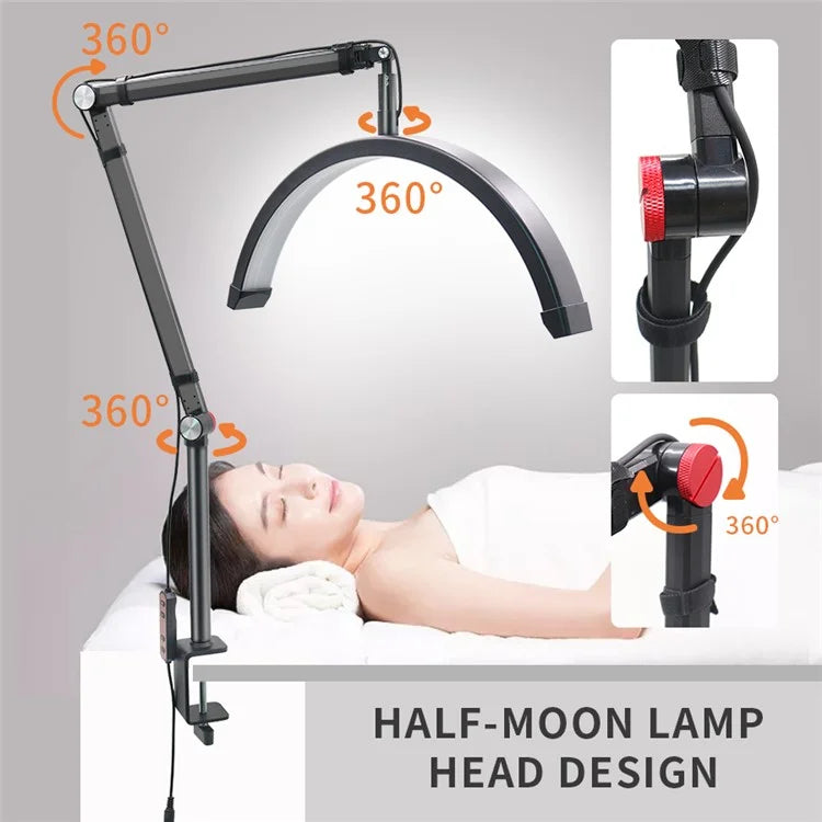HD-M3X PRO Nail Desk 16-Inch Half Moon Light Eyelash Tech Lamp with Adjustable Brightness