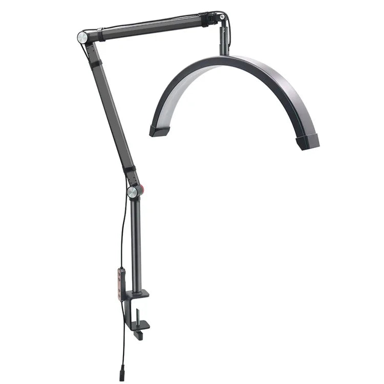 HD-M3X PRO Nail Desk 16-Inch Half Moon Light Eyelash Tech Lamp with Adjustable Brightness