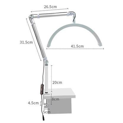 HD-M3X PRO Nail Desk 16-Inch Half Moon Light Eyelash Tech Lamp with Adjustable Brightness