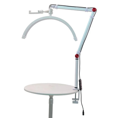 HD-M3X PRO Nail Desk 16-Inch Half Moon Light Eyelash Tech Lamp with Adjustable Brightness