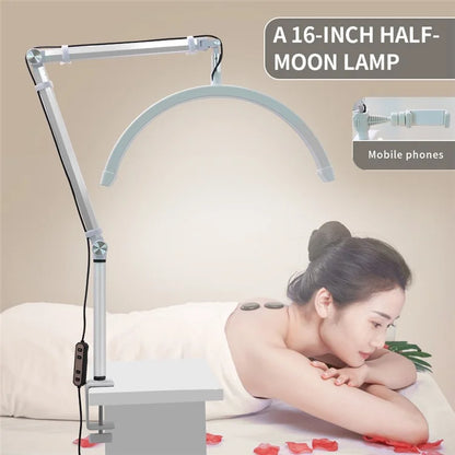 HD-M3X PRO Nail Desk 16-Inch Half Moon Light Eyelash Tech Lamp with Adjustable Brightness