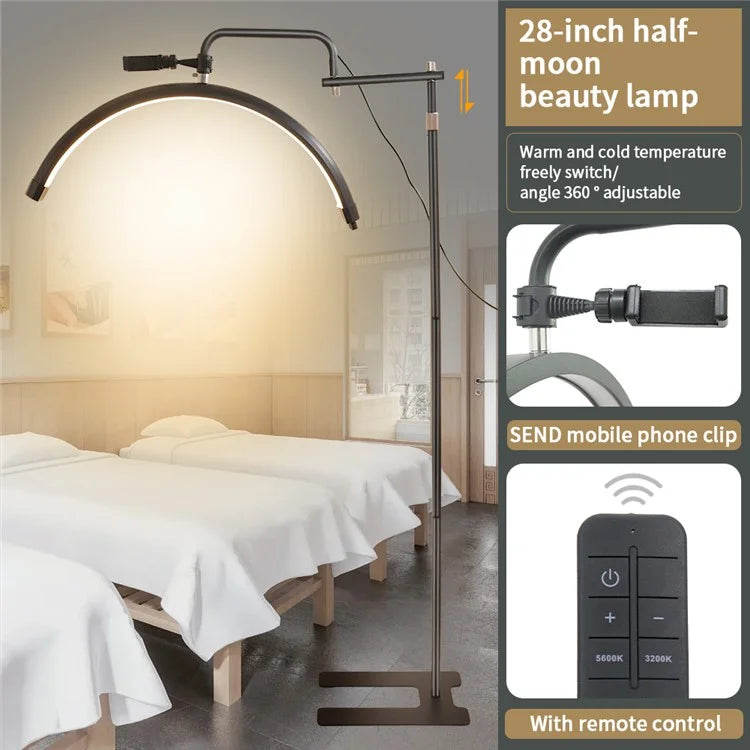 HD-M28X Adjustable Brightness 28-Inch Floor Lamp Half Moon Light for Eyelash Extensions