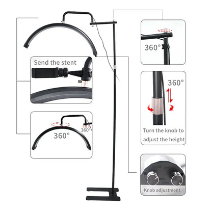 HD-M28X Adjustable Brightness 28-Inch Floor Lamp Half Moon Light for Eyelash Extensions